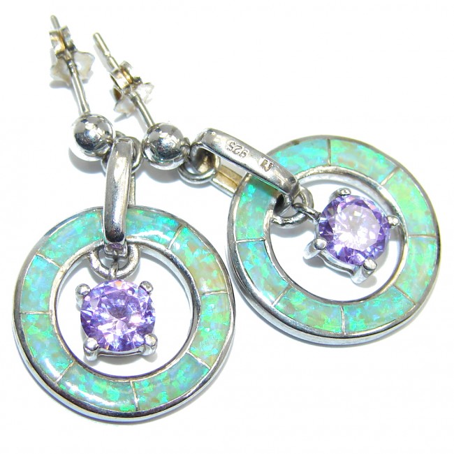 AAA Cubic Zirconia Fire Opal Sterling Silver earrings