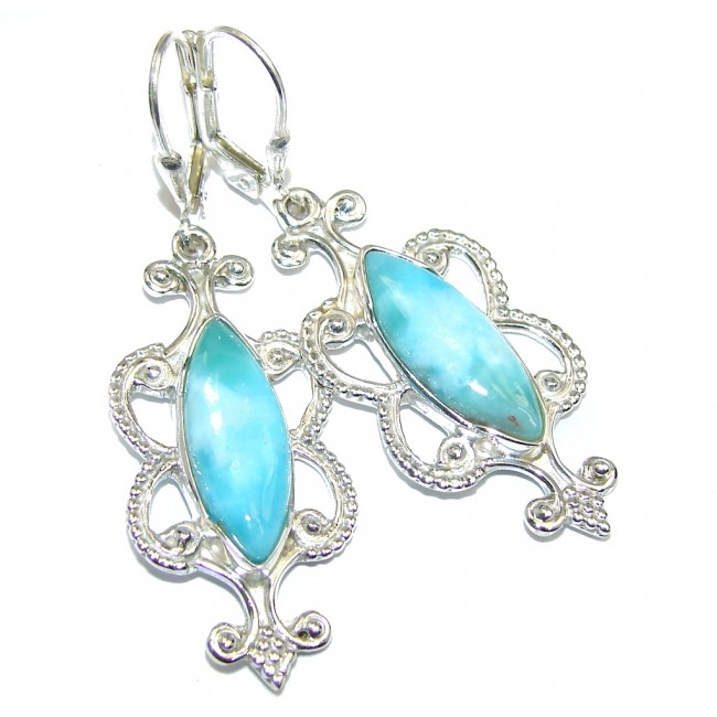 Long Trully Beautiful Blue Larimar Sterling Silver earrings