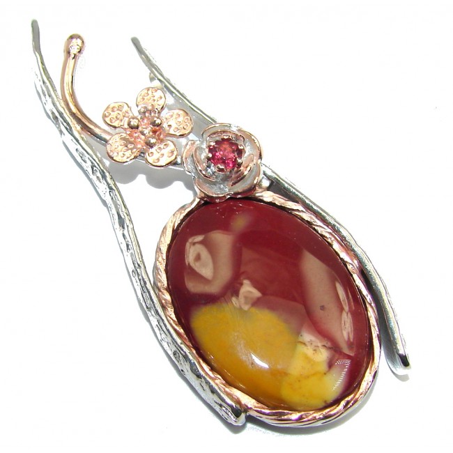 Fancy AAA Natural Australian Mookaite Gold plated over Sterling Silver Pendant