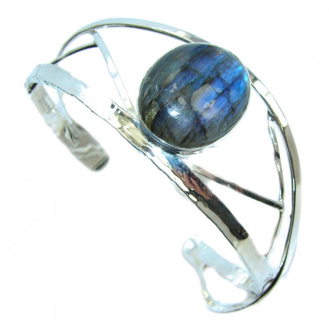 Amazing! Modern Shimmering Labradorite Sterling Silver Bracelet / Cuff