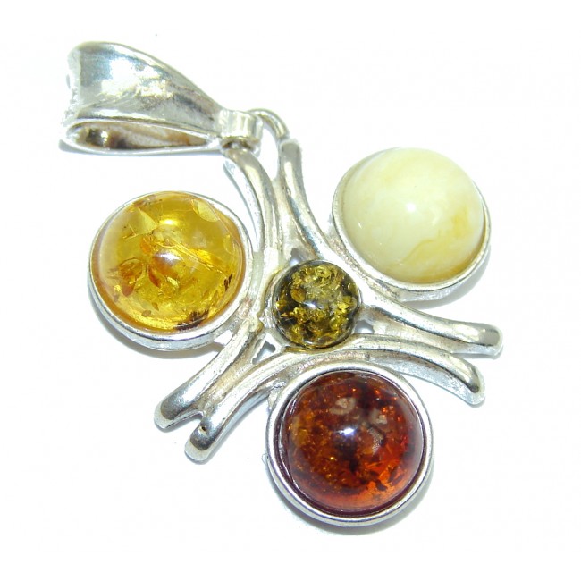 Perfect Daisy Baltic Amber Sterling Silver Pendant