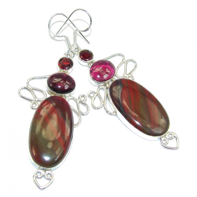 Handcrafted Red Jasper Sterling Silver earrings