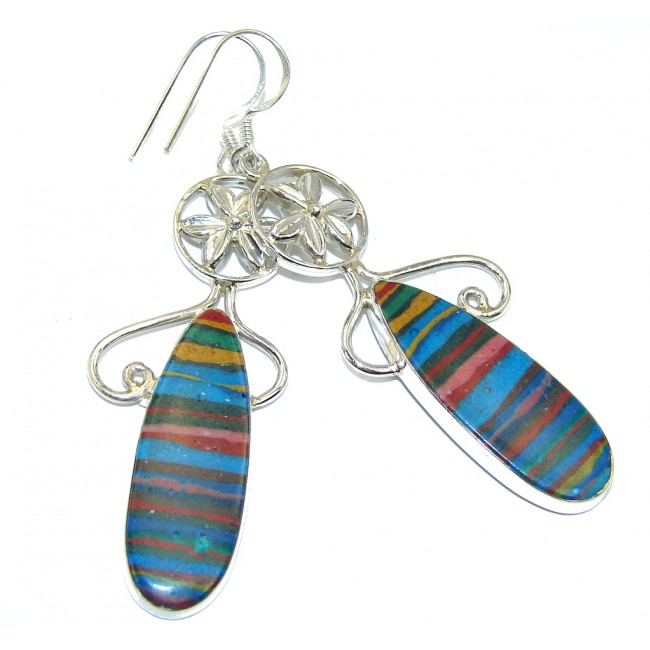 Fabulous Simple Style Rainbow Calsilica Sterling Silver earrings