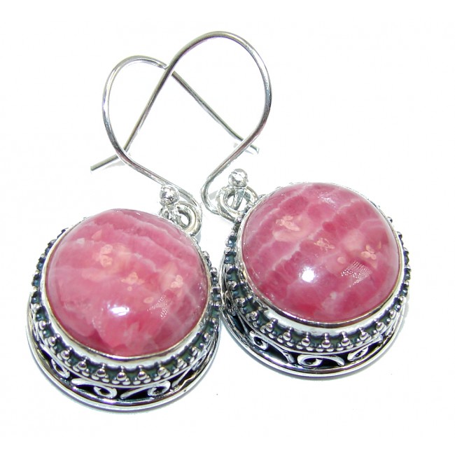 Vintage Design AAA Pink Argentinian Rhodochrosite Sterling Silver earrings