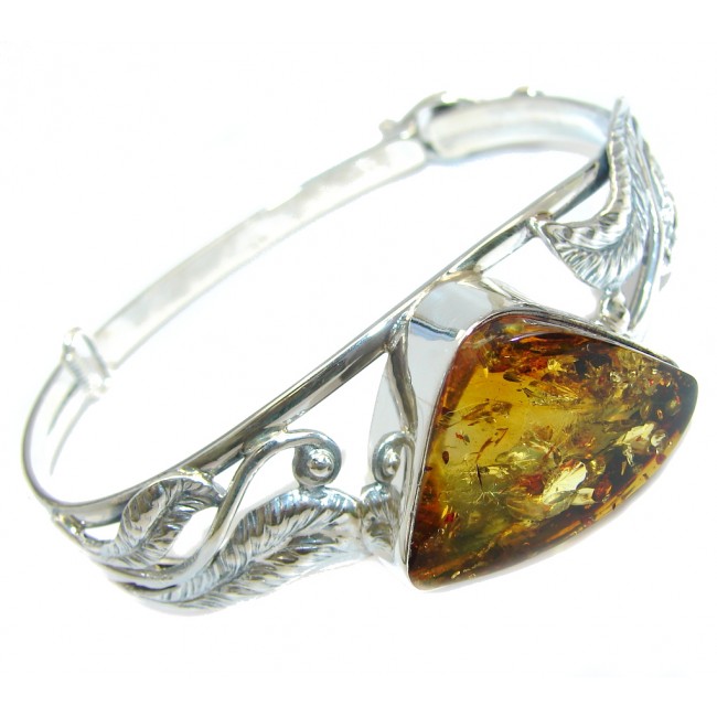Gorgeous AAA Polish Amber Sterling Silver Bracelet / Cuff