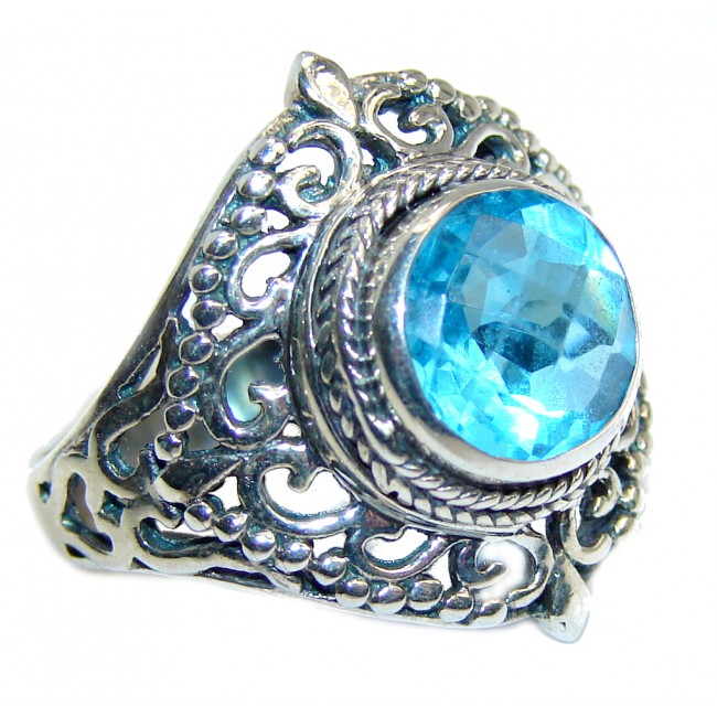 Fabulous Blue Swiss Topaz Sterling Silver ring s. 7