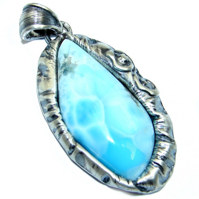 Genuine Blue Larimar Sterling Silver handmade Pendant