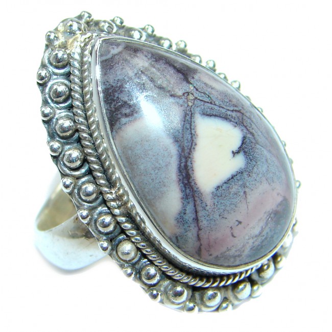Classy Brown Picasso Jasper Sterling Silver Ring s. 7