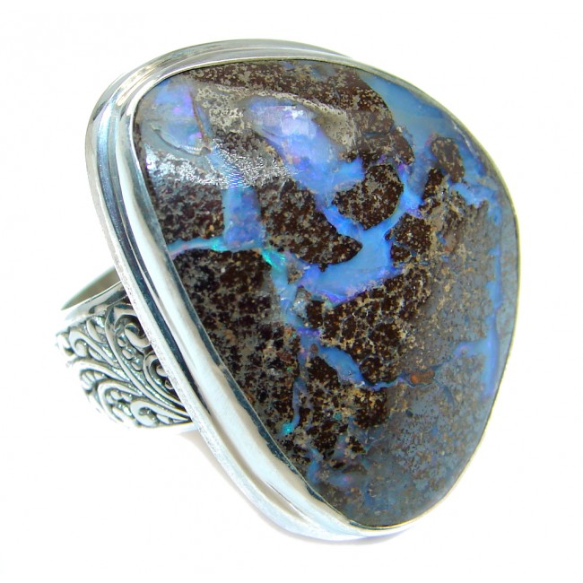 Classic Beauty Boulder Opal Sterling Silver ring s. 7