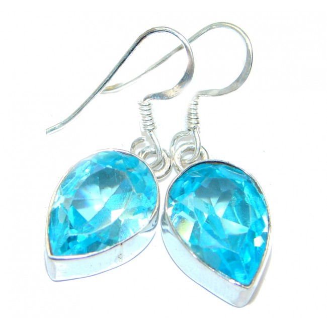 Sublime Swiss Blue Topaz habndmade Sterling Silver earrings
