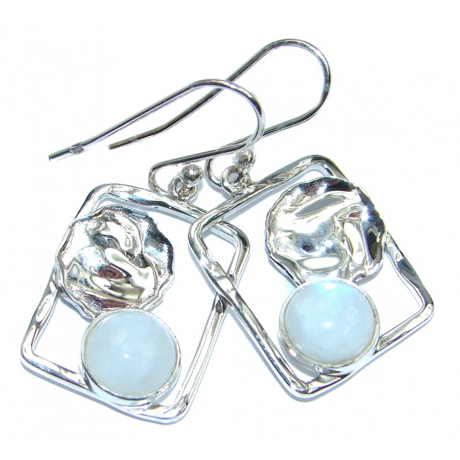 Rainbow White Moonstone Sterling Silver earrings