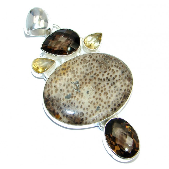 Fossilized Coral Sterling Silver Pendant