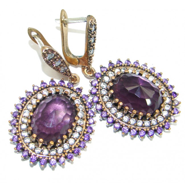 Victorian Style created Amethyst Sterling Silver hand made earrings