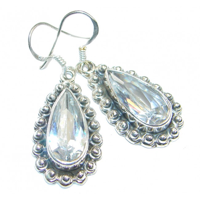 Rainbow White Topaz Sterling Silver handmade earrings
