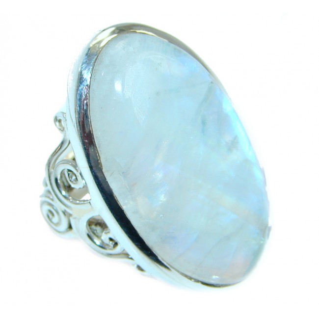 Fire Moonstone Sterling Silver handmade ring size 6