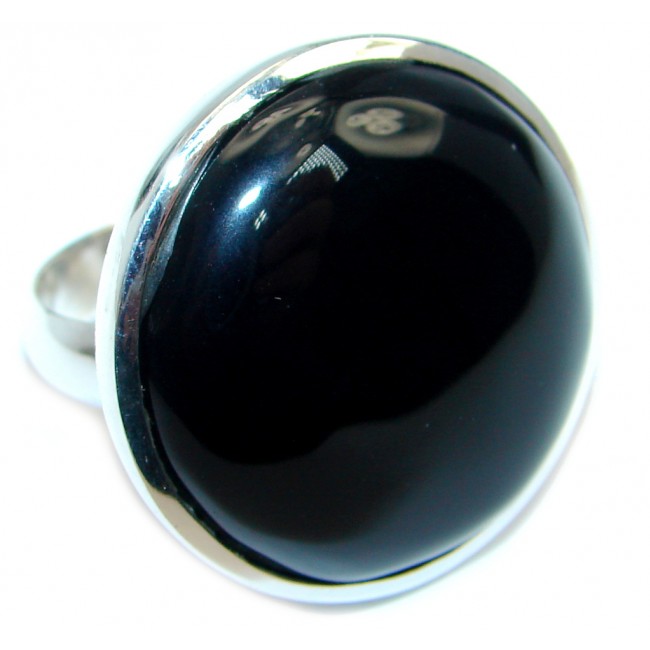 Amazing AAA Black Onyx Sterling Silver ring size adjustable