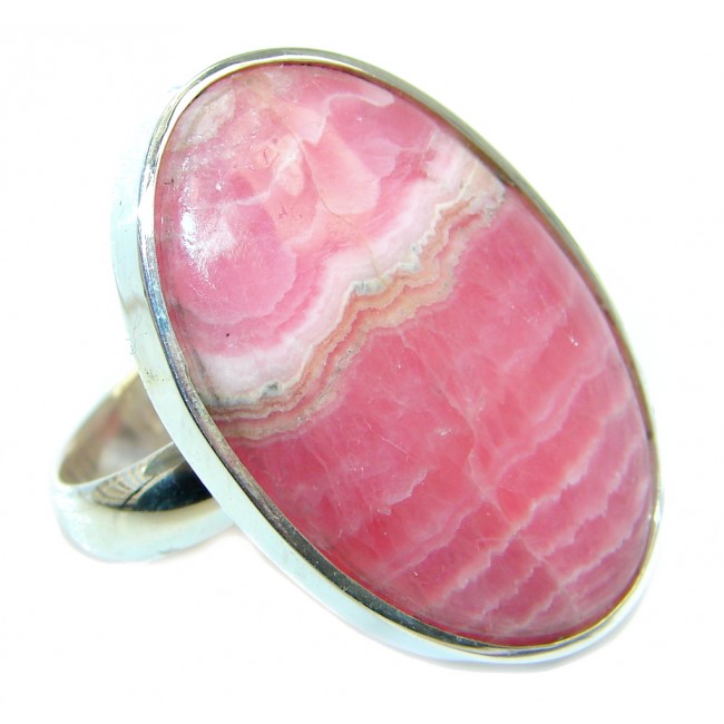 Great quality Pink Rhodochrosite Sterling Silver Ring size adjustable