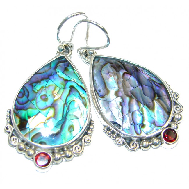 Genuine Rainbow Abalone Sterling Silver handmade earrings