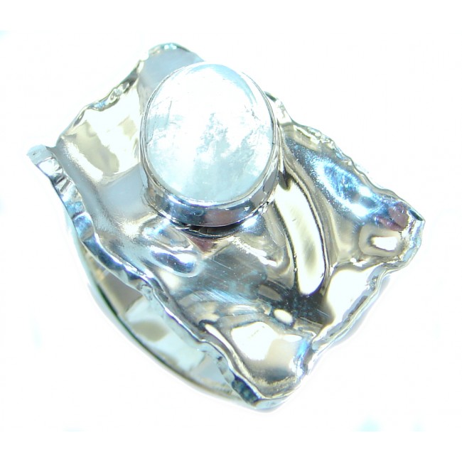 Perfect White Moonstone Sterling Silver Ring s. 6