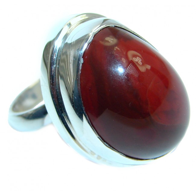 Genuine Mexican Fire Opal Sterling Silver Ring size adjustable