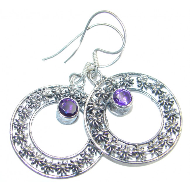 Perfect Natural Amethyst Sterling Silver handmade earrings