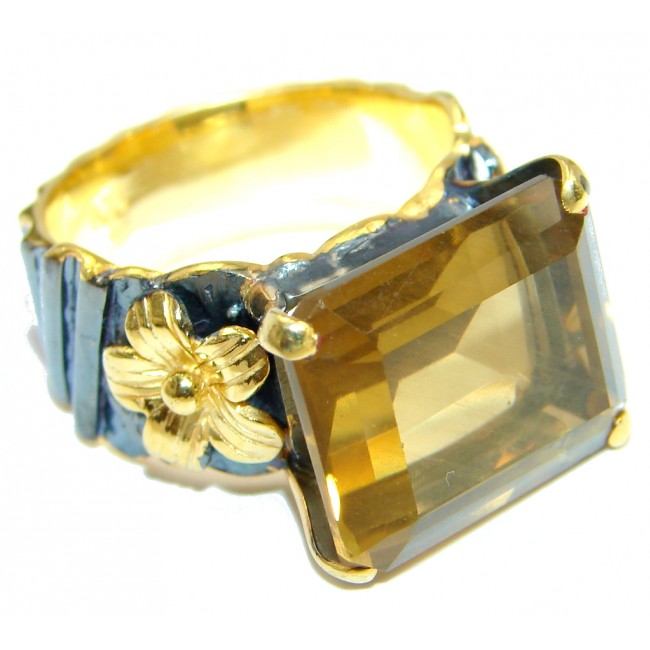 Summer Blast natural Citrine Gold Rhodium plated over Sterling Silver Ring s. 9