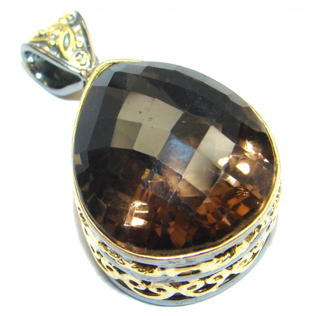 Vintage Style Smoky Topaz Gold plated over Sterling Silver Pendant