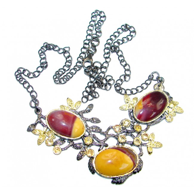 Australian Mookaite Gold Rhodium plated with Sterling Silver handcrafted necklace