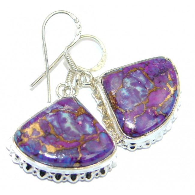 Perfect Purple Turquoise with copper vains Sterling Silver earrings