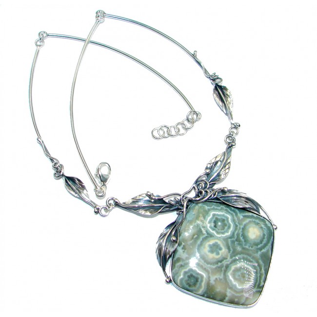One of the kind AAA + Ocean Jasper Sterling Silver handmade necklace
