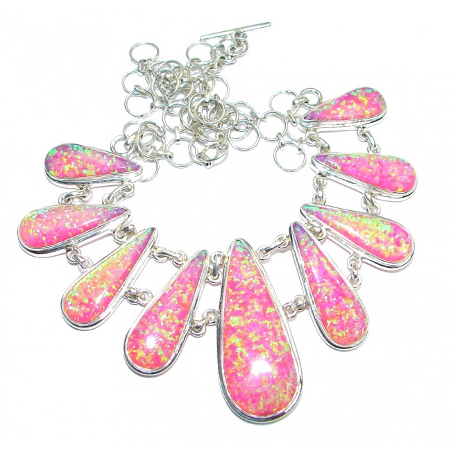 Exclusive created Pink Fire Japanese Fire Opal Sterling Silver handmade Necklaces