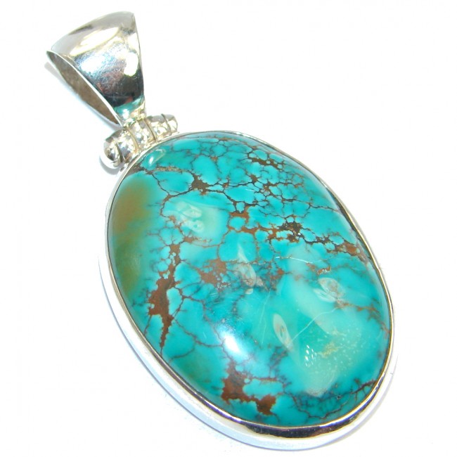 Classic Bisbee Turquoise from Arizona Sterling Silver handmade Pendant