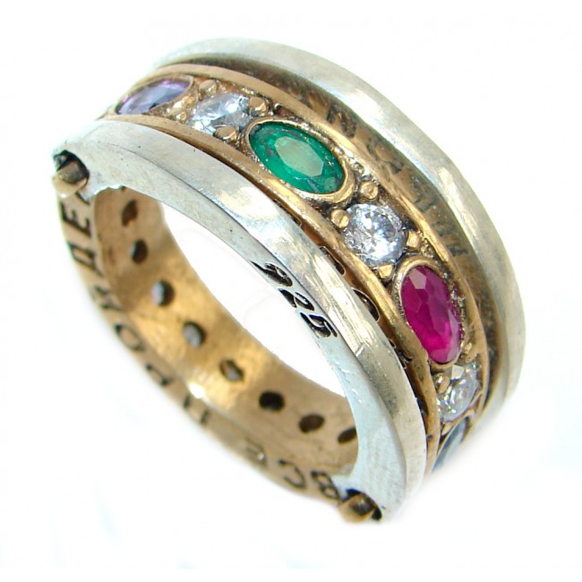 Endless Possibilities created Emerald & White Topaz Copper over Sterling Silver ring; s. 7 3/4