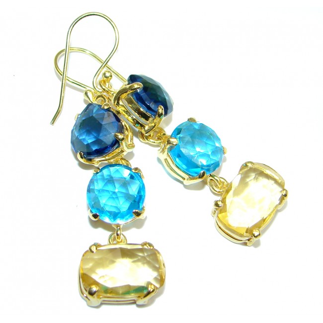 Paradise Multicolor simulated Gemstones Gold Plated over Sterling Silver dangle earrings