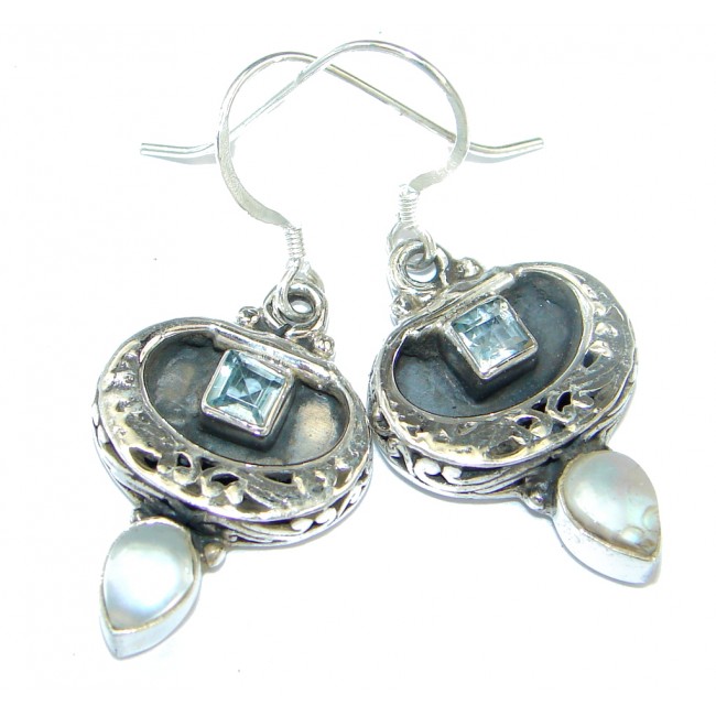 Fresh Water Pearl Ruby Sterling Silver earrings