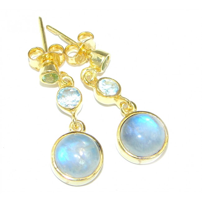 Stylish Fire Moonstone Gold plated over Sterling Silver earrings