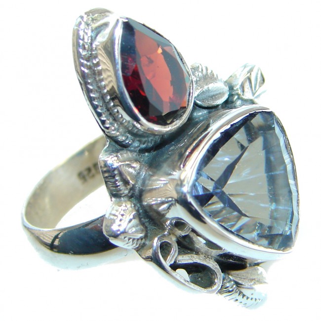 Exotic Rainbow Magic Topaz Sterling Silver Ring s. 8