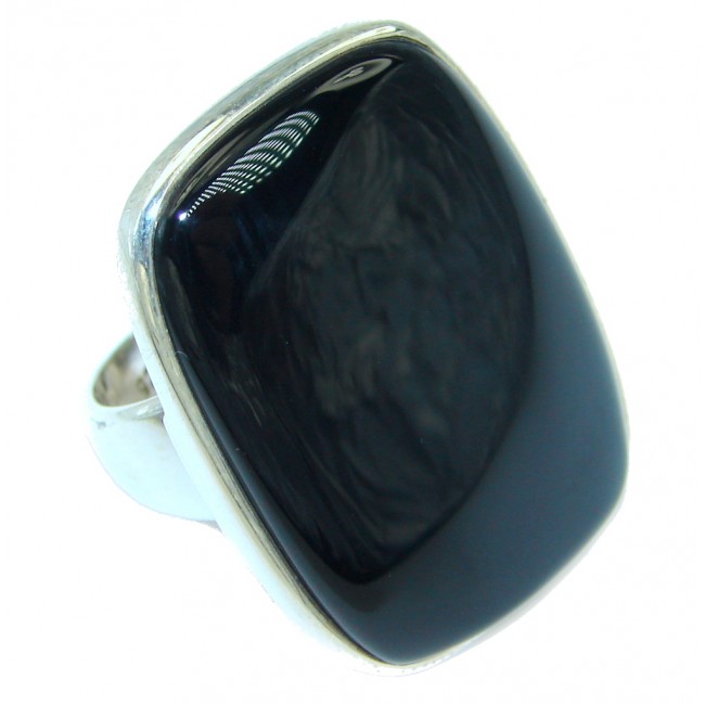 Huge AAA Black Onyx Sterling Silver handmade ring size 8