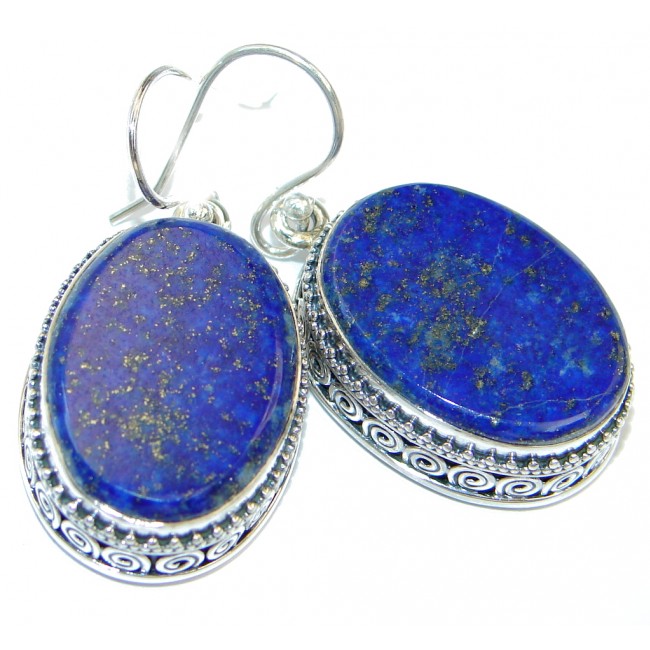 Solid Handcrafted Genuine Lapis Lazuli Sterling Silver earrings