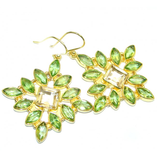 Amazing genuine Peridot Gold plated over Sterling Silver Earrings