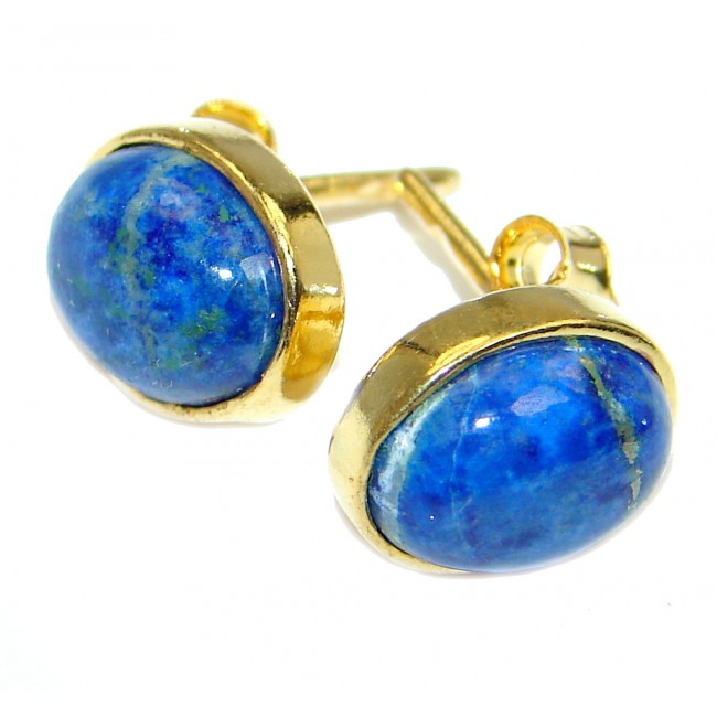 Outstanding Sublime Blue Lapis Lazuli Gold over Sterling Silver stud earrings
