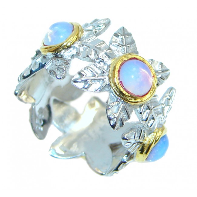 Great Beauty AAA Opalite Gold Rhodium Plated over Sterling Silver ring s. 7