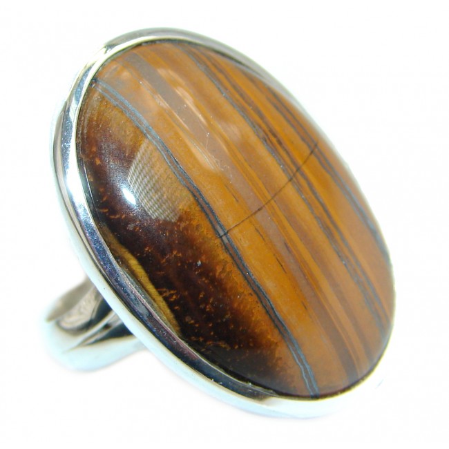 Simple Tigers Eye Sterling Silver ring size adjustable