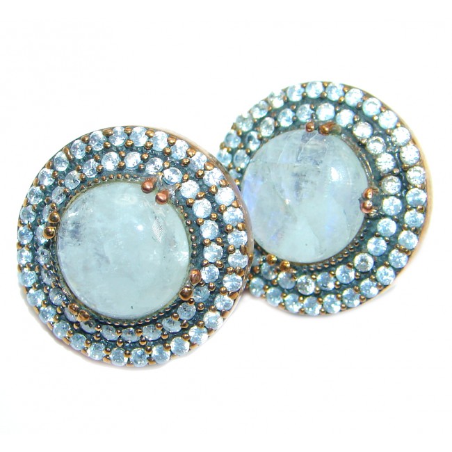 Stylish Fire Moonstone Gold plated over Sterling Silver earrings