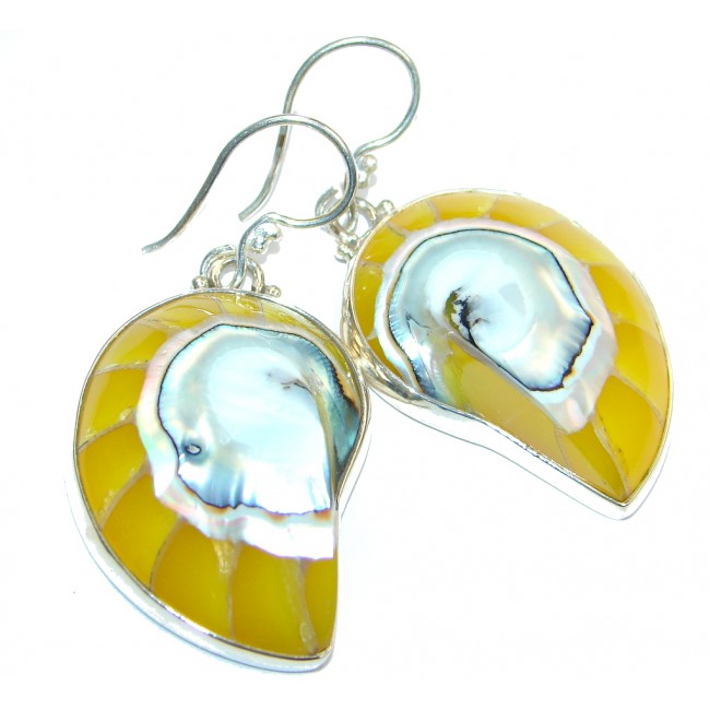 Fabulous Yellow Ocean Shell Sterling Silver earrings