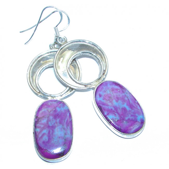 Perfect Purple Turquoise Sterling Silver handcrafted earrings