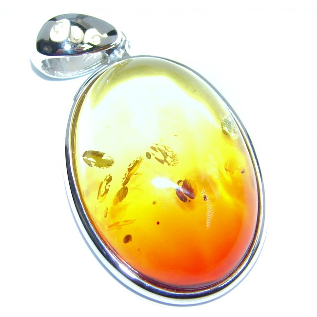Day and Night natural Baltic Amber Sterling Silver handmade Pendant