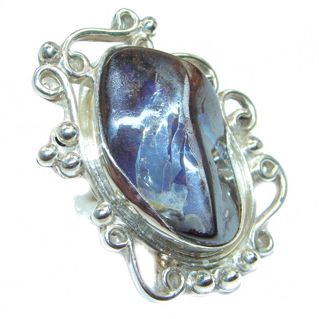 Classic Beauty Boulder Opal Sterling Silver handcrafted ring size 6