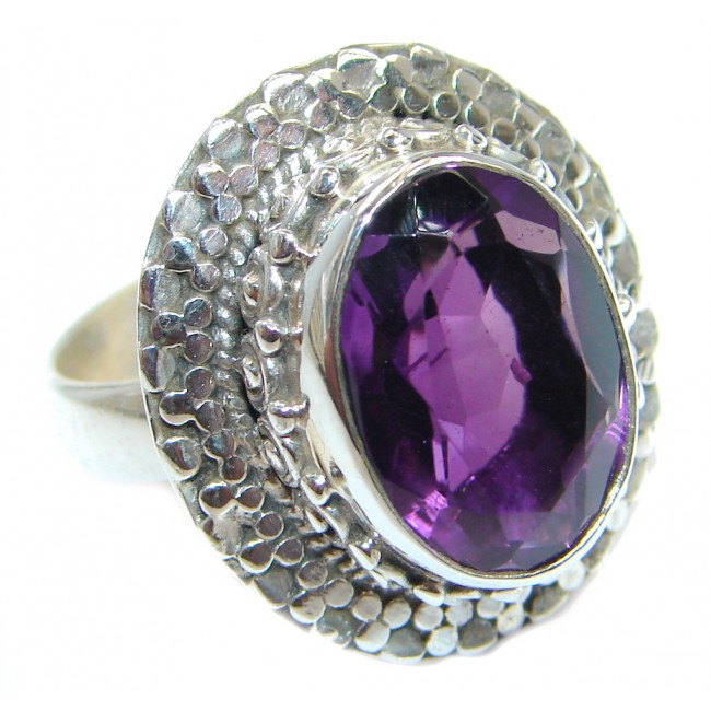 Amazing Natural Amethyst Sterling Silver handmade Ring size 7 1/2