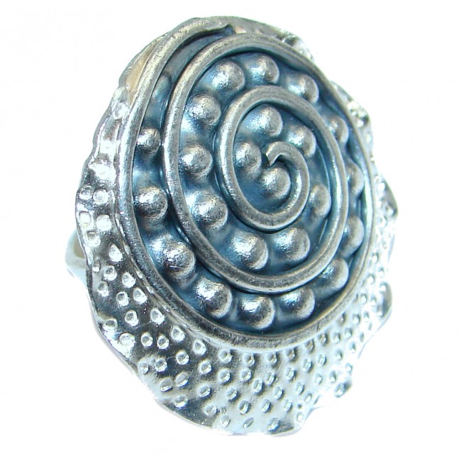 Entire Universe Italy made Oxidized Sterling Silver ring; size adjustable